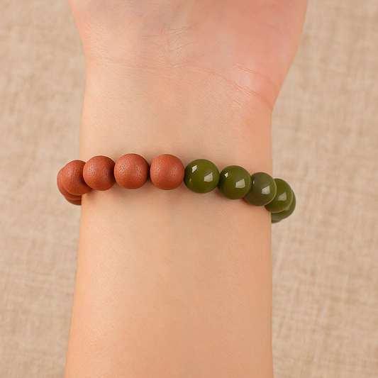 DualBalance™ Herbal Bead Bracelet – Grounding Brown & Energizing Green