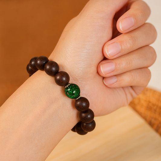 Guardian Root™ Bracelet – Darkwood Beads with Verdant Centerpiece